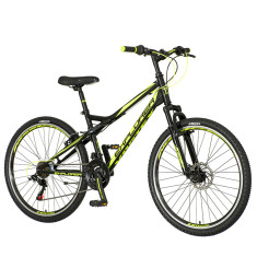 Bicicleta mtb 26 inch, 18 viteze schimbator shimano, amortizoare, frane pe saboti, explorer verde neon foto