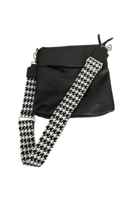 Mi Piace - Geantă de damă Piace Molto, Negru-Alb cu un compartiment și două buzunare exterioare