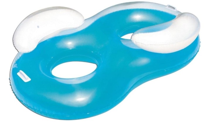 Colac de inot dublu Bestway 43009, 188 x 117 cm, albastru alb - SECOND