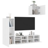 vidaXL Unități TV de perete, 4 piese, alb, lemn prelucrat 3216500
