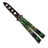 Cutit Fluture Fara Tais, Model Canabis Pentru Antrenament, 17 Cm, Verde