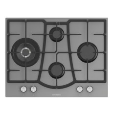 Plita gaz incorporabila Studio Casa Elegance Grey, 70 cm, 4 arzatoare gaz, Wok, Aprindere electrica, Gratare fonta, Valve de siguranta, Sticla gri