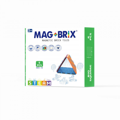 Set magnetic Magbrix 6 piese patrate mari - compatibil cu caramizi de constructie tip Lego foto