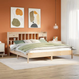 Cumpara ieftin Pat cu bibliotecă fără saltea, 180x200 cm, lemn masiv de pin