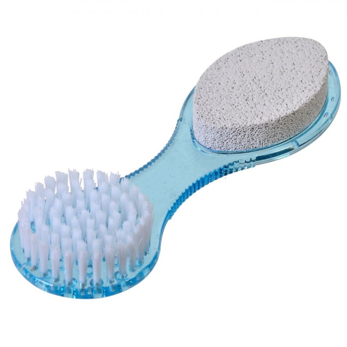 Pila Picioare 3 &icirc;n 1, Plastic, Piatra Ponce, Perie, Albastru, 16cm