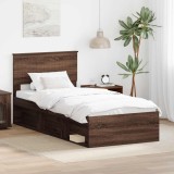 Cumpara ieftin Cadru de pat Stejar inchis 90 x 190 cm Lemn de pin masiv
