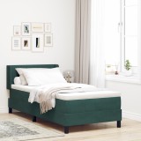vidaXL Pat cu Saltea cu Arcuri Negru 100x200 cm Catifea Verde &icirc;nchis