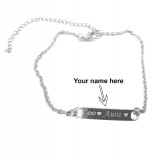 Bratara argintie dama. copil cu lantic ajustabila cu numele tau