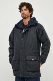 Barbour parka din bumbac culoarea albastru marin, de tranzitie