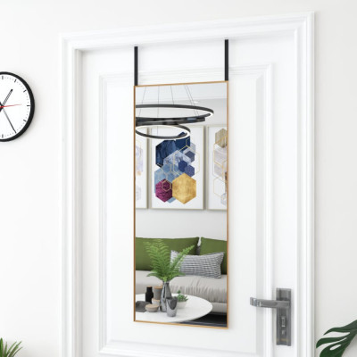 vidaXL Oglindă pentru ușă, auriu, 40x100 cm, sticlă și aluminiu foto