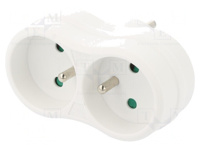 Conector de Alimentare Splitter 250V 16A Alb