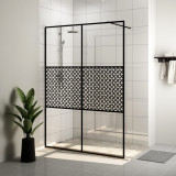 VidaXL Paravan de duș walk-in negru 140x195 cm sticlă ESG transparentă