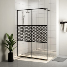 vidaXL Paravan de duș walk-in negru 140x195 cm sticlă ESG transparentă