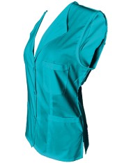 Vesta Medicala Pe Stil cu Elastan, Turcoaz cu nasturi - 4XL