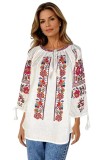 Bluza dama tip ie 257 alb/portocaliu , marimea 2XL, Casual, Bumbac