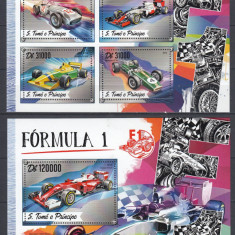 Sao Tome si Principe 2016- MASINI de CURSE - FORMULA 1 - BL+ KB - MNH