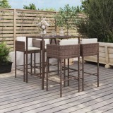 Set mobilier bar de gradina cu perne, 5 piese, maro, poliratan GartenMobel Dekor, vidaXL