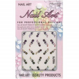 Sticker 3D nail art - flori cu pietre colorate, INGINAILS