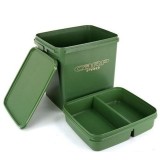 Galeata dreptunghiulara Carp Pro plastic verde cu capac si tavita