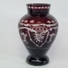 Vaza mica romaneasca cristal rosu rubin, veche, vintage