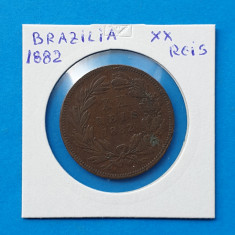 Moneda veche Brazilia 20 Reis 1882 - piesa de colectie foto