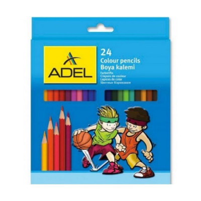 Creioane colorate hexagonale, 24 culori in set, 3 mm grosime mina foto