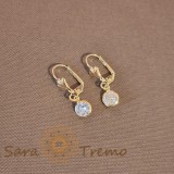 Cumpara ieftin Cercei Placati cu Aur Clasici cu Cristal Zirconia Alb, 2 cm - Eleganta si Stralucire