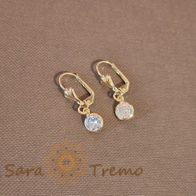 Cercei Placati cu Aur Clasici cu Cristal Zirconia Alb, 2 cm - Eleganta si Stralucire foto