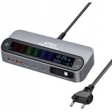 Incarcator Statie Cu Cablu USB-C OEM LCD470W, 470W, 5A, 2 x USB-A - 3 x USB-C, Gri