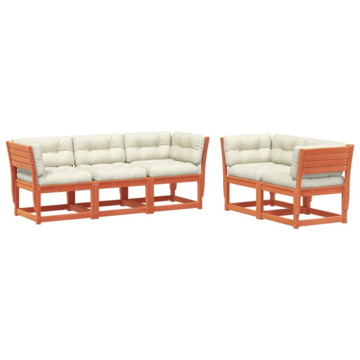 Set mobilier de gradina cu perne, 5 piese, lemn masiv de pin