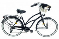 Bicicleta dama Cruiser cu cos rachita Davi? Bianca, Aluminiu, 7 viteze Roata 28&amp;quot;, 160-185 cm inaltime, Negru foto