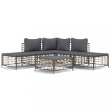 Cumpara ieftin Set sezlonguri de gradina 6 piese cu perne, antracit, poliratan