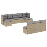 Cumpara ieftin Set canapele de gradina cu perne, 10 piese, bej, poliratan