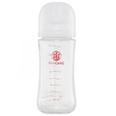 Biberon din sticla borosilicat 240 ml KidsCare cu tetina din silicon
