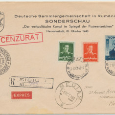 ROMANIA 1943 plic cu stampila speciala Expozitia filatelica germana de la Sibiu