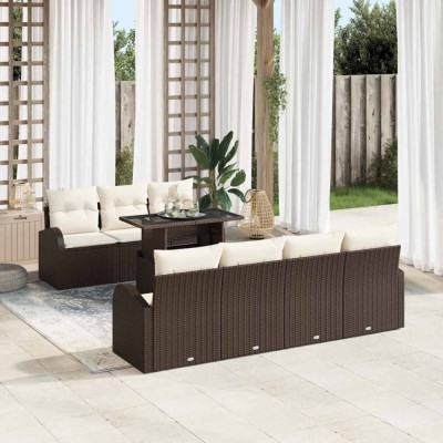 vidaXL Set de canapele pentru grădină 8 pcs Maro 100 x 55 x 73 cm 3357321 foto