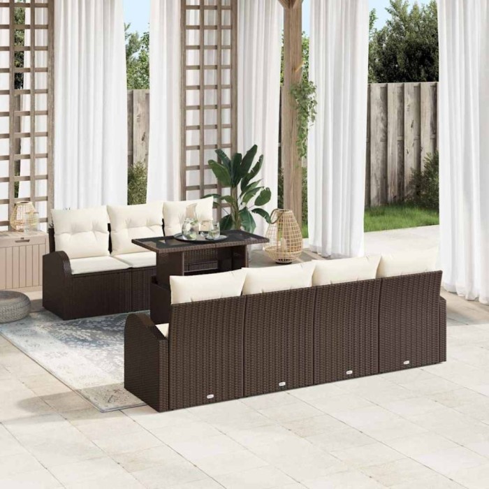 vidaXL Set de canapele pentru grădină 8 pcs Maro 100 x 55 x 73 cm 3357321