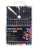 Cumpara ieftin Set 12 pixuri fineliner multicolore, varf ultra fin 0,38 mm, culori diferite