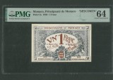 Monaco Principat 1franc 1920 P5s Specimen UNC