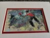 Toreador, guasa pe carton R.Iosif, Iosif ROSENBLUT, semnat, cu passepartout, 10x17 cm, inramat, Abstract
