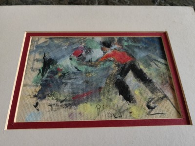 Toreador, guasa pe carton R.Iosif, Iosif ROSENBLUT, semnat, cu passepartout, 10x17 cm, inramat foto