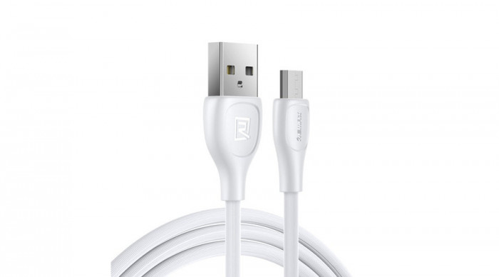 Remax Lesu Pro USB - cablu de &icirc;ncărcare a datelor micro USB, 480 Mbps, 2,1 A, 1 m, alb (RC-160m-white)