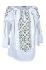 Bluza tip ie dama RDB2, alb pur/verde , marimea M