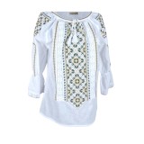 Bluza tip ie dama RDB2, alb pur/verde , marimea 2XL