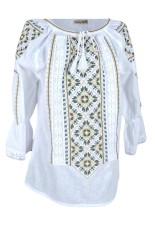 Bluza tip ie dama RDB2, alb pur/verde , marimea 2XL