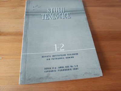 REVISTA STUDII TEOLOGICE NR.1-2/1961 TEXTE D. FECIORU, GR. MARCU, I. RAMUREANU.. foto