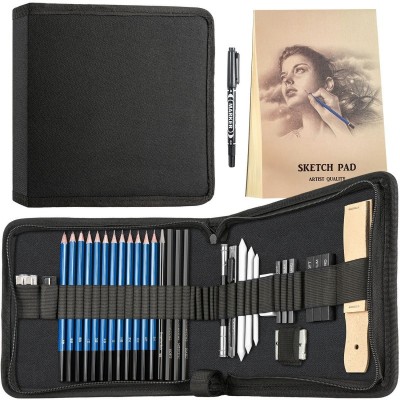 Set profesional creioane grafit carbune schite si desen 35 piese penar practic foto