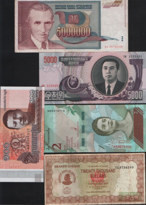 Set 5 bancnote de prin lume adunate (cele din imagini) #151