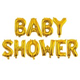 Set Baloane din Folie Metalizata, Cyrax, Model Baby Shower, Litere de 40 cm, Baloane Party, Ambalaj Individual, Pai, Ata si Adeziv Incluse, Umflare cu