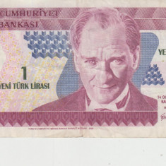 M1 - Bancnota foarte veche - Turcia - 1 lira - 2005